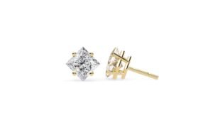 Princess-Cut Diamond Stud Earrings in Gold