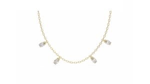 Diamond Drop Charm Gold Necklace